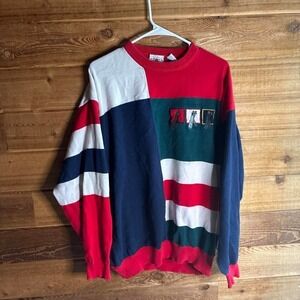 Vintage Golf Cotton Traders red and white striped sweater Size L